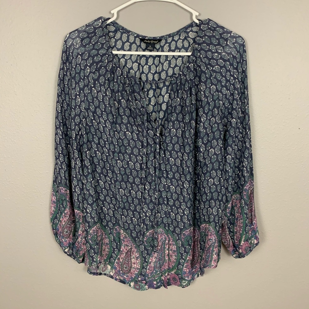 Lucky Brand Paisley Print Peasant Top